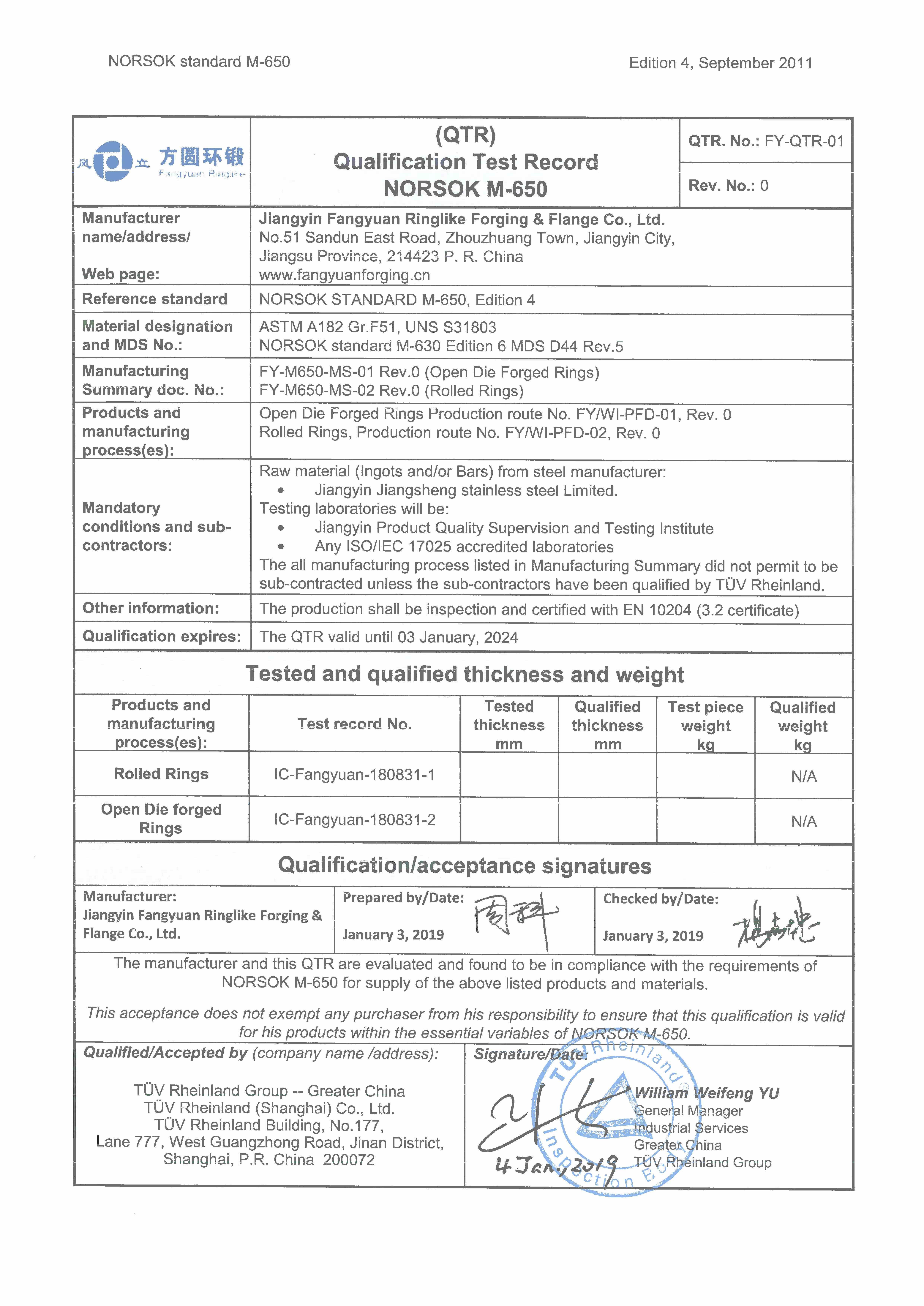 Materiał do kształtowania zaworu ASTM F51, ASTM F53
